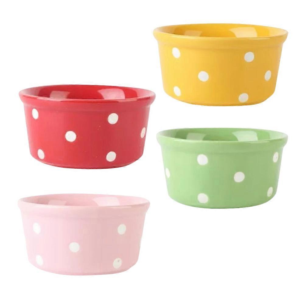 Assorted Color Ceramic Pudding Baking Bowl for Home 4Pcs Cups