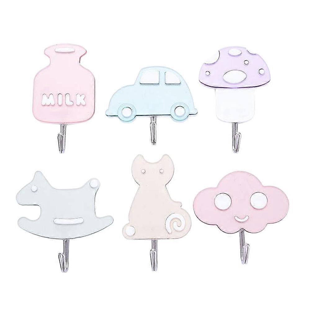 Adhesive Hook Plastic Wall Mounted Hooks for Hanging Things 3Pcs Assorted Color