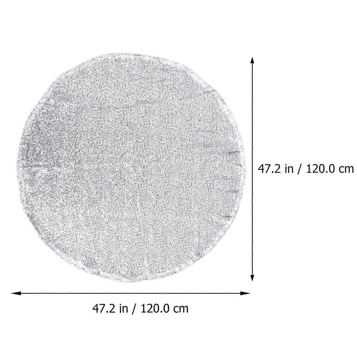 Sequin Table Cover Silver Round Tablecloth for Wedding Event Size 2