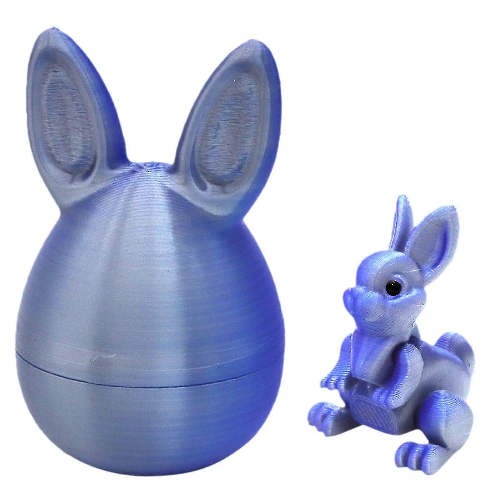 3D Printed Easter Rabbit with Egg, Flexible Bunny Eggs for Easter Basket Stuffers  Compatible with Easter Decor