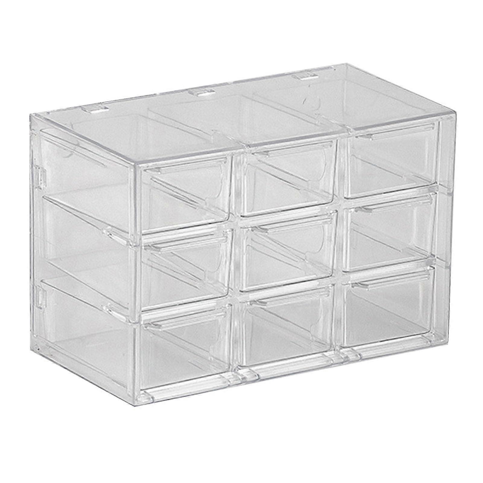 Transparent Plastic Drawer Organizer with 9 Compartments, SpaceSaving Desktop Storage Box