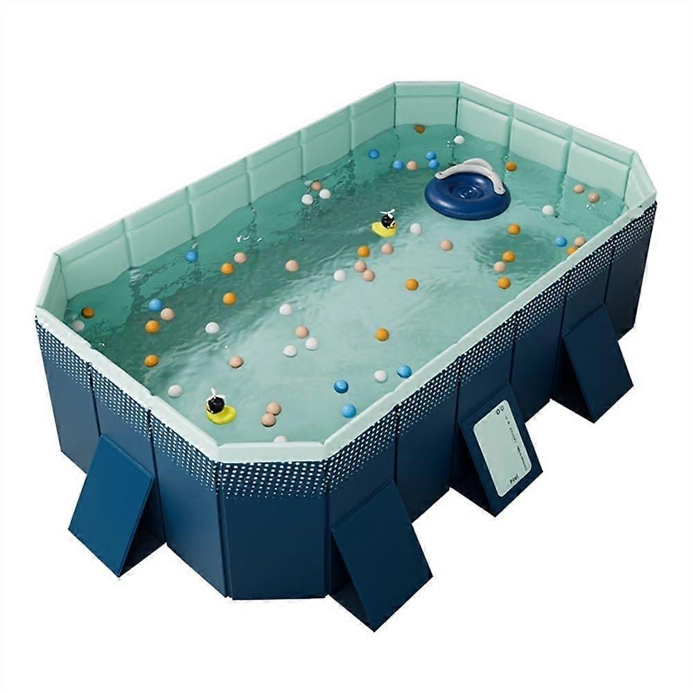 8.5ft Above Ground Pool with 19 Accessories, Foldable Noninflatable Rectangular Swimming Pool for Backyard