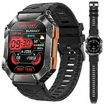 Militair slim horloge voor heren met een batterijduur van 100 dagen, een 2-inch HD-scherm, Bluetooth-bellen, kompas en hoogtemeter.