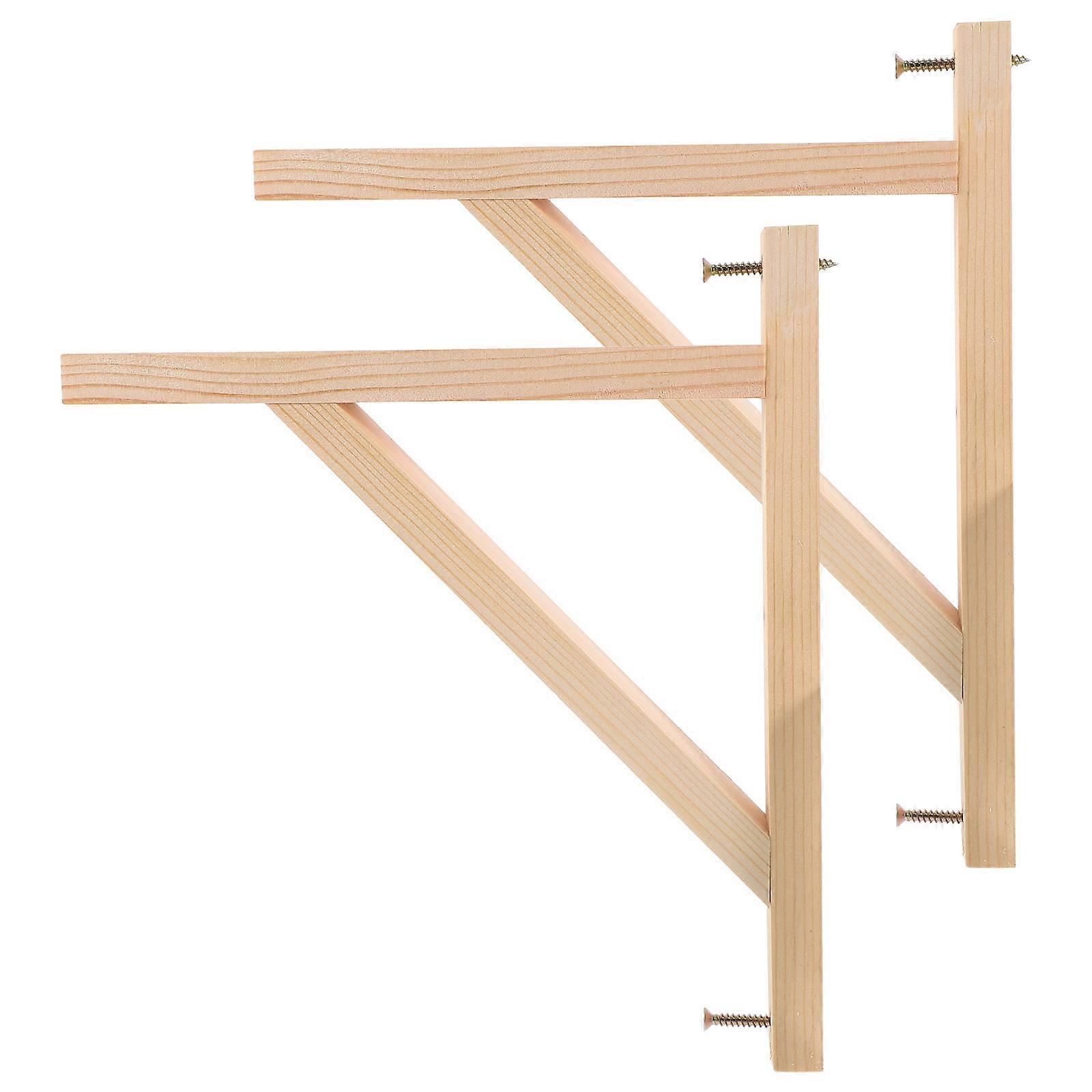 Triangular Shelf Bracket Wooden Mounting Brackets for Holding Use 2Pcs Beige