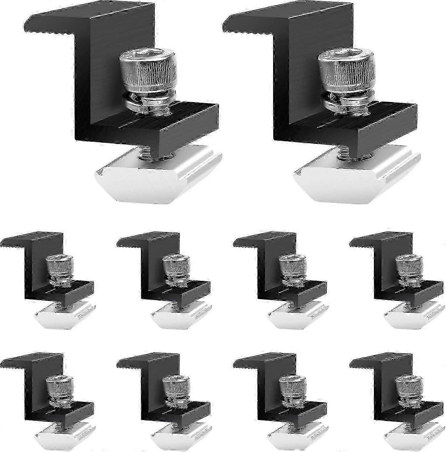 10 Pack Solar Panel Brackets | 30mm End Clamp | Adjustable Z Bracket for PV Mounting