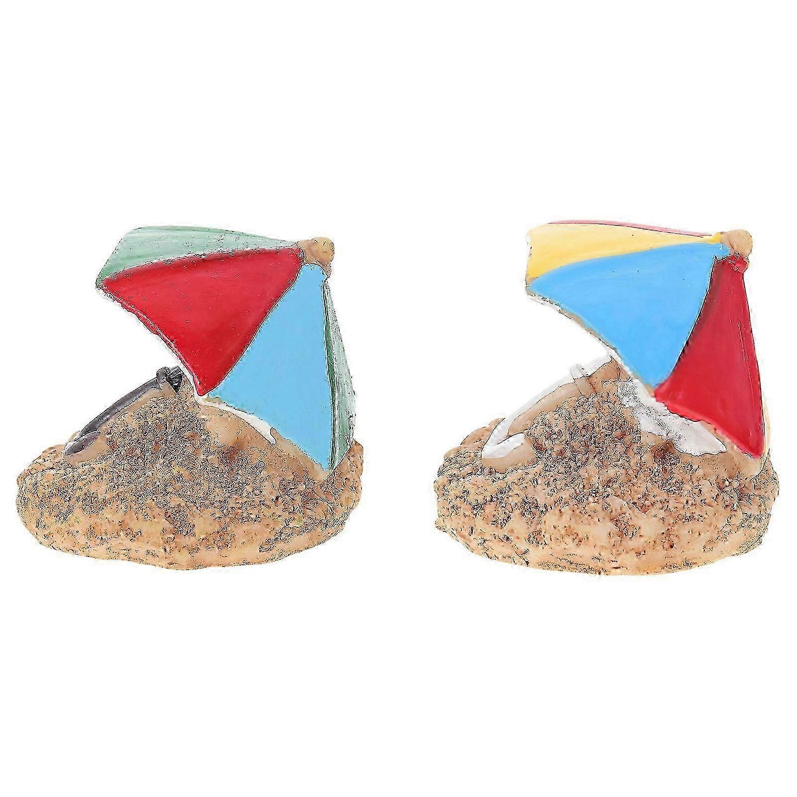 Resin Mini Beach Umbrella Decor for Micro Landscape 2Pcs