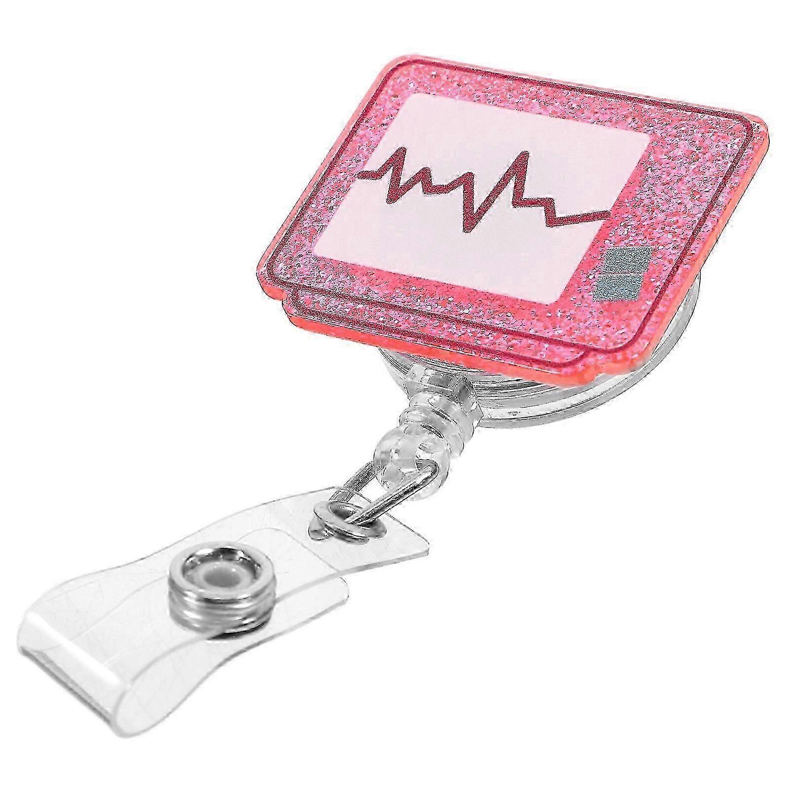 Multi-Function Heart Rate Badge Nurse Badge Holder Pink