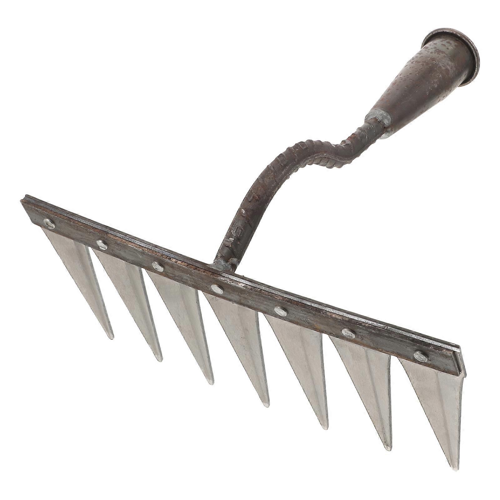 Multitooth Rake Small Garden Rake for Digging Steel Hand Tool