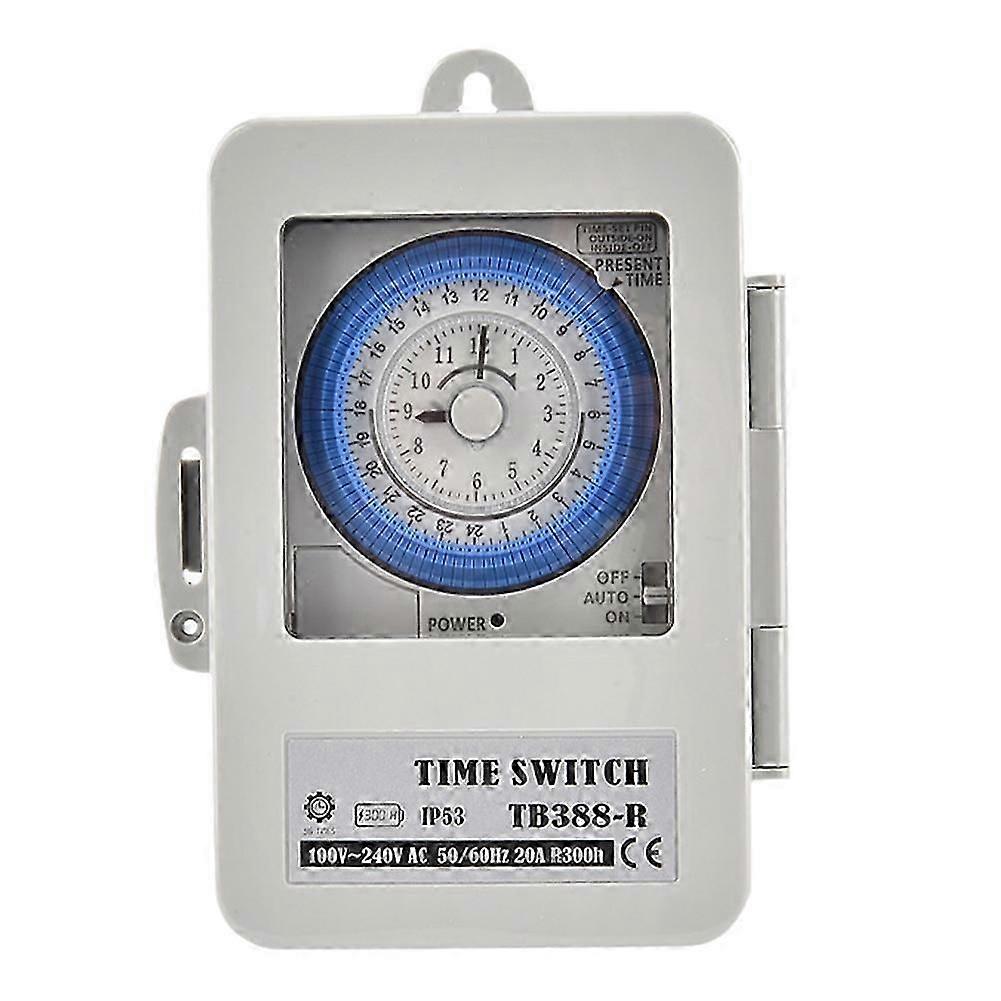 TB388R Mechanical 24 Hours Timer Switch IP53 Programmable Electrical Timer Switch Box AC100-240V 15 Minutes Interval