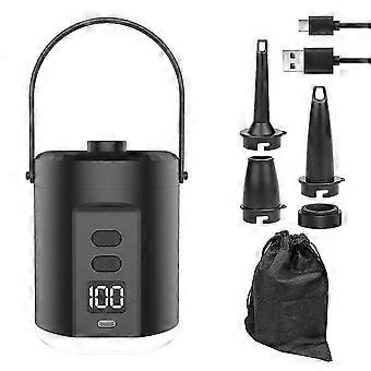 Tragbare Mini-Luftpumpe für den Außenbereich mit LED-Licht und digitaler Leistungsanzeige. Geeignet zum Aufblasen und Ablassen von Luftkissen.