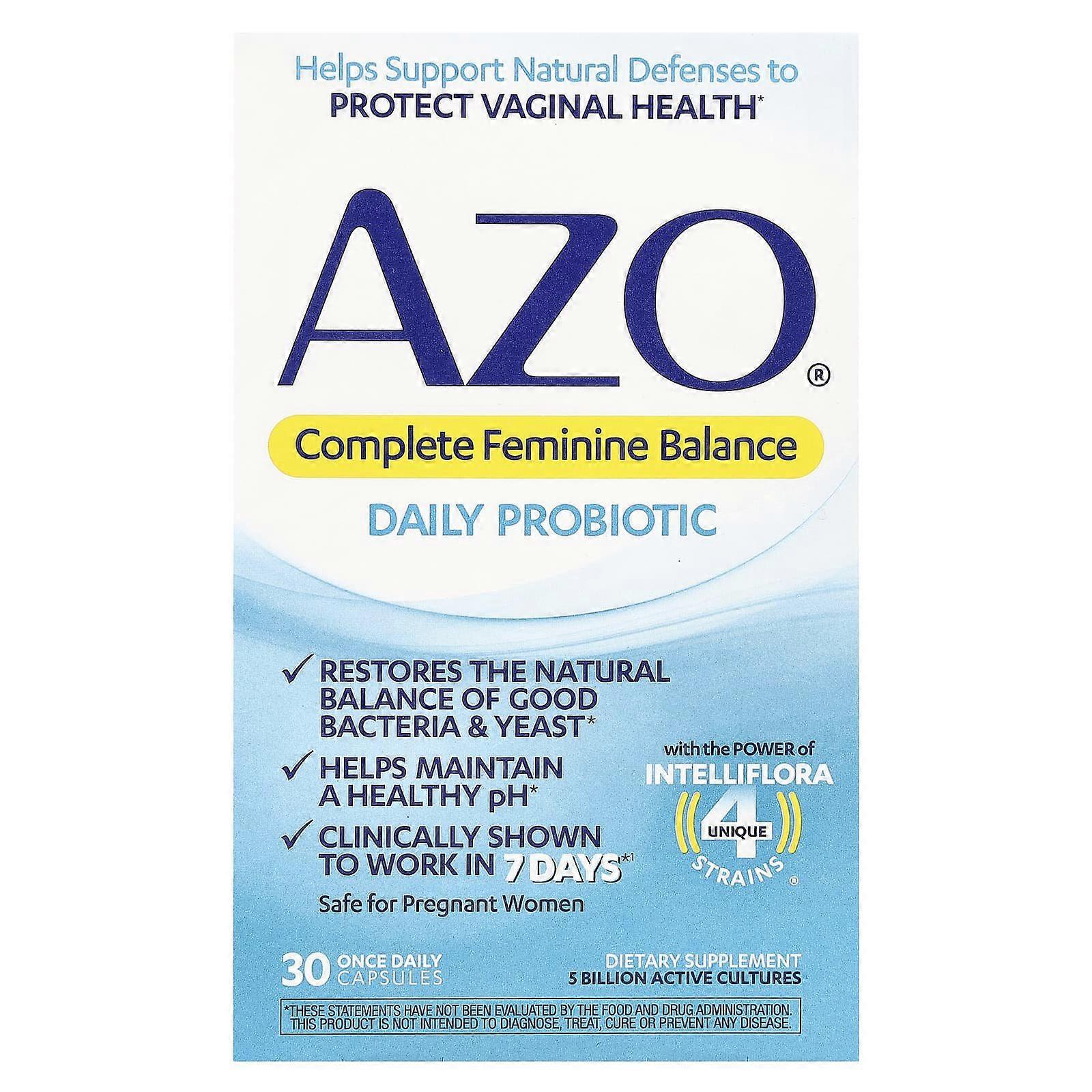 AZO, Complete Feminine Balance, Daily Probiotic, 5 Billion, 30 Once Daily Capsules