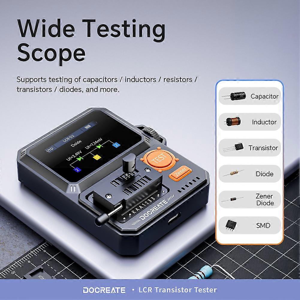 Docreate LCR-D2 Transistor Intelligent Identification Manual/Automatic Dual-Mode Tester Components