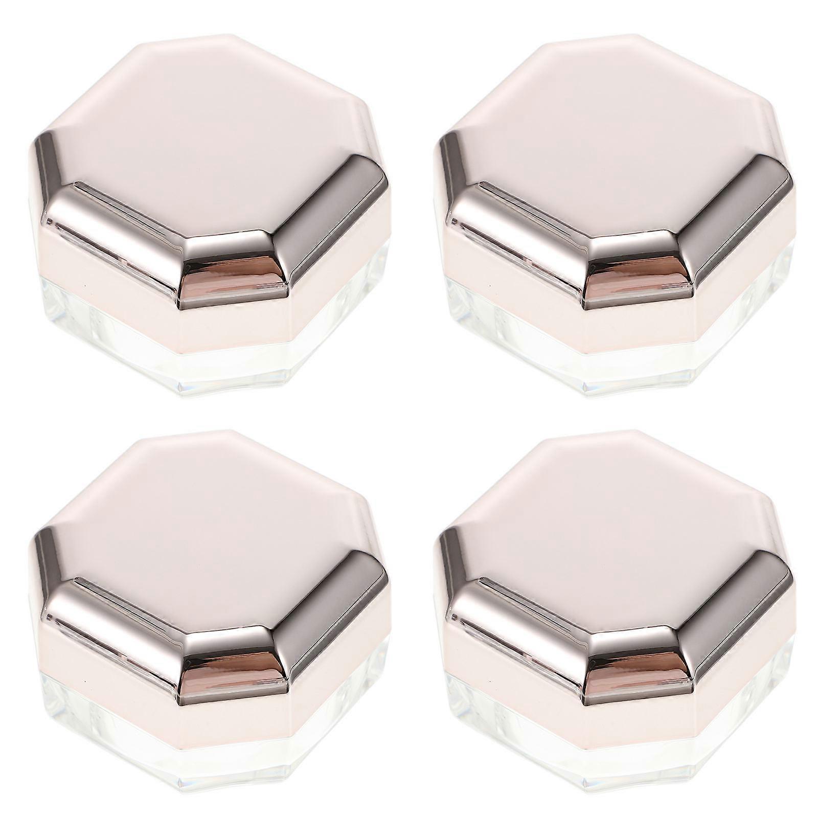 4pcs Octagonal Makeup Loose Powder Boxes Portable Empty Containers (Rose Gold)