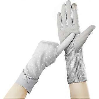 Women's Cotton Anti-Slip Sun Protection Driving Gloves with Touchscreen for Cycling