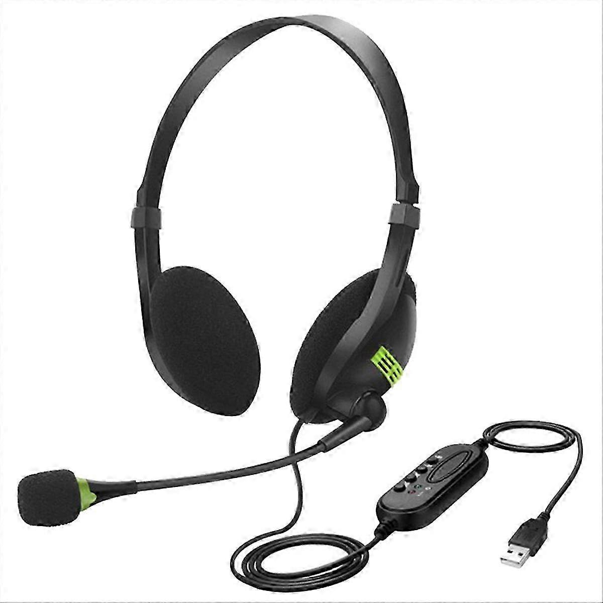 USB Wired Headset with Microphone Noise Cancelling