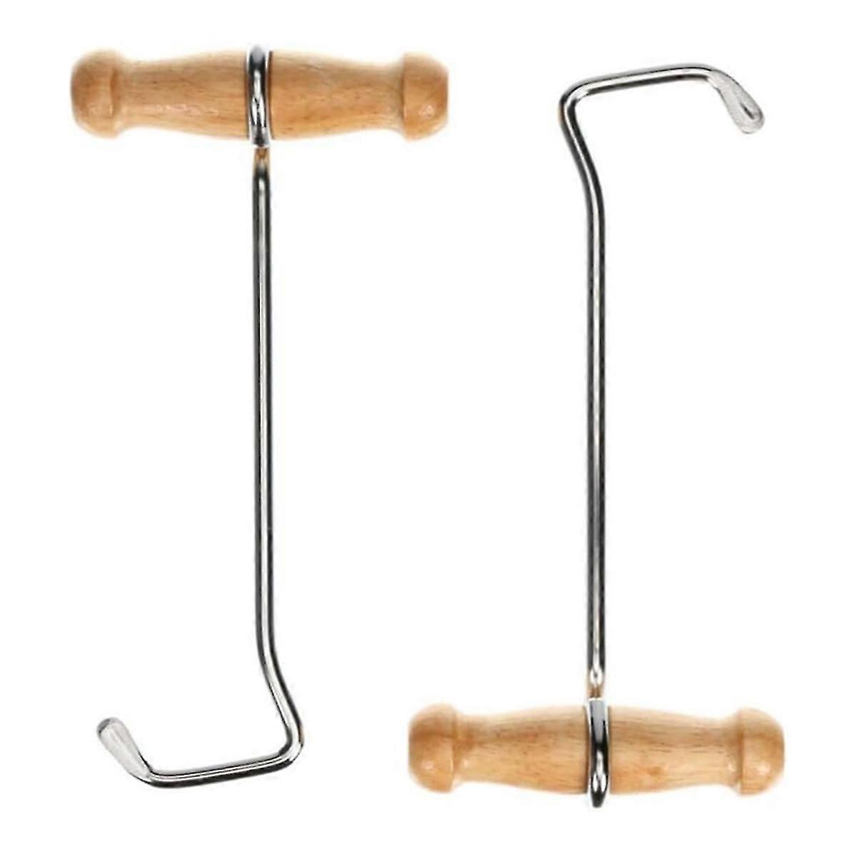 2pack Boot Hooks and Puller compatible Cowboy Boots, Wood Handles, Boot Pulls with Handle