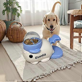 Fish-Shaped Dog Food Dispenser, Blue White Interactive Slow Feeder Toy for Medium Dogs, Durable BPA-Free Plastic Encourages Natural Foraging