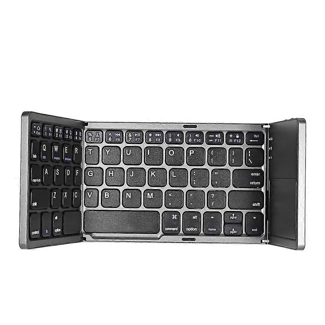 Rechargeable Bluetooth Wireless Keyboard with Touchpad, 3-Folding 64 Keys, Compatible with Android Windows