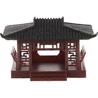Mini Pavilion Statue for Micro Landscape and Fish Tank Decor, Lightweight Plastic Chinese Style Pavilion Elegant Design, Garden or Home Desktop Orname