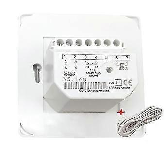 Kamerthermostaat, 220V 16A M5, wandgemonteerde binnenverwarmingsregelaar met LED-indicator, energiebesparend, inclusief externe sensor van 3 m