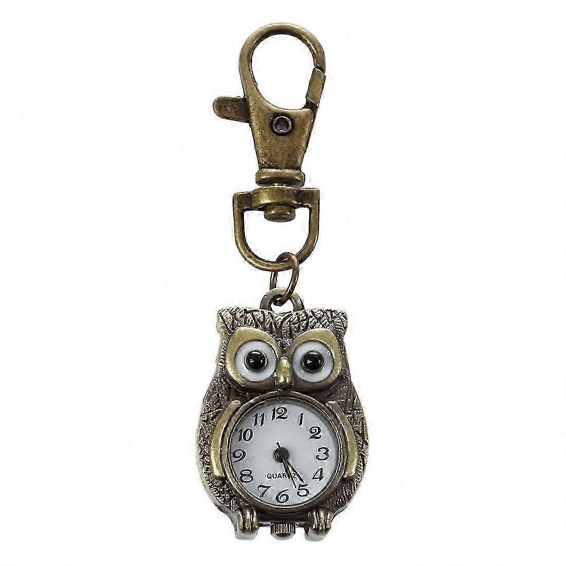 Owl Shape Clock Keychain Key Ring 37x24mm