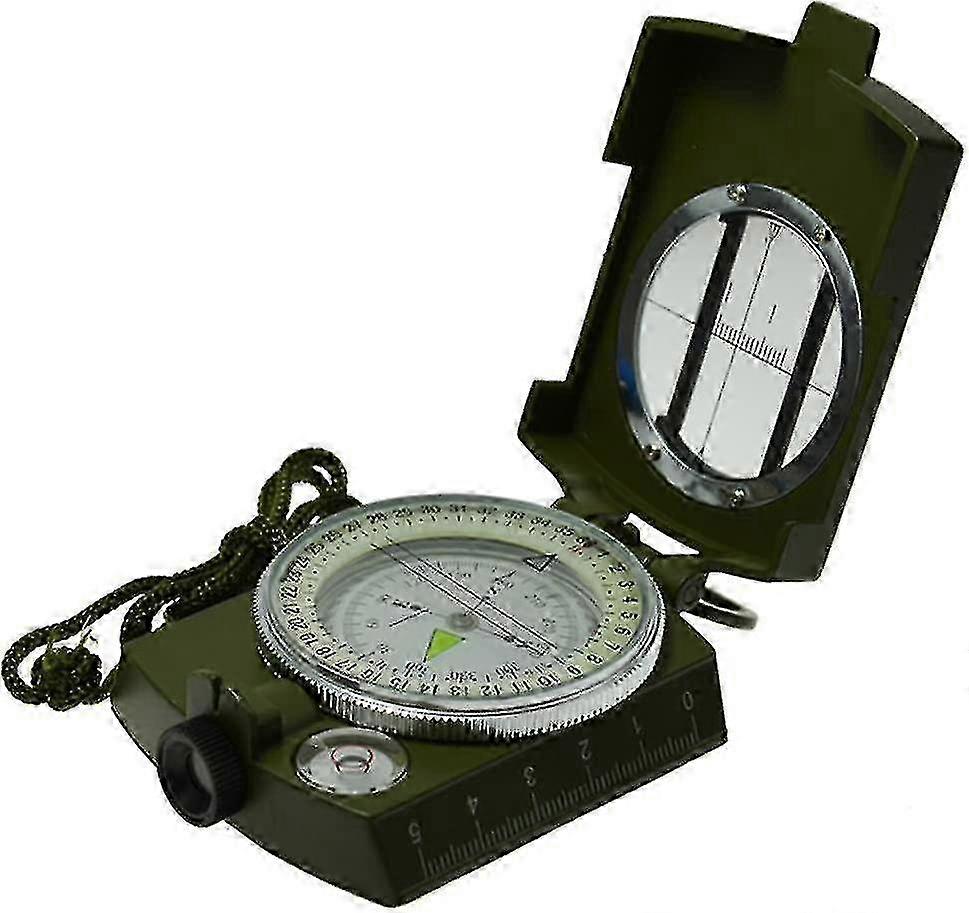 1pc Waterproof Metal Compass Camping Compass Fluorescent Pointer Compass (army Green) cy