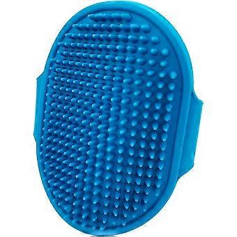 Commercial-Grade LINJOU 3-in-1 Pet Bath Brush, Grooming Shampoo Massage Brush Adjustable Ring Blue Pro