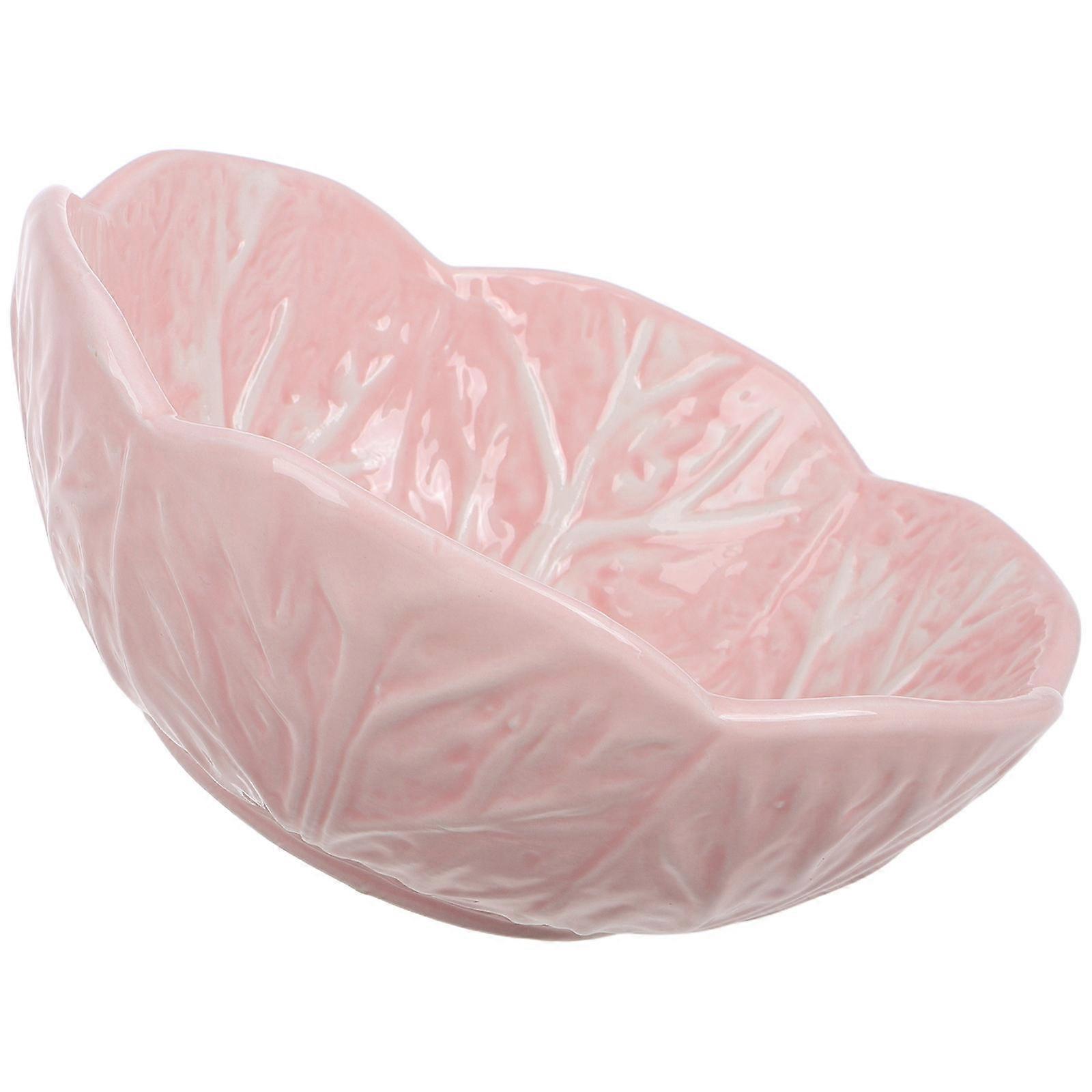 Ceramic Cabbage-Shaped Dinner Plate for Serving Snacks 2Pcs Pink