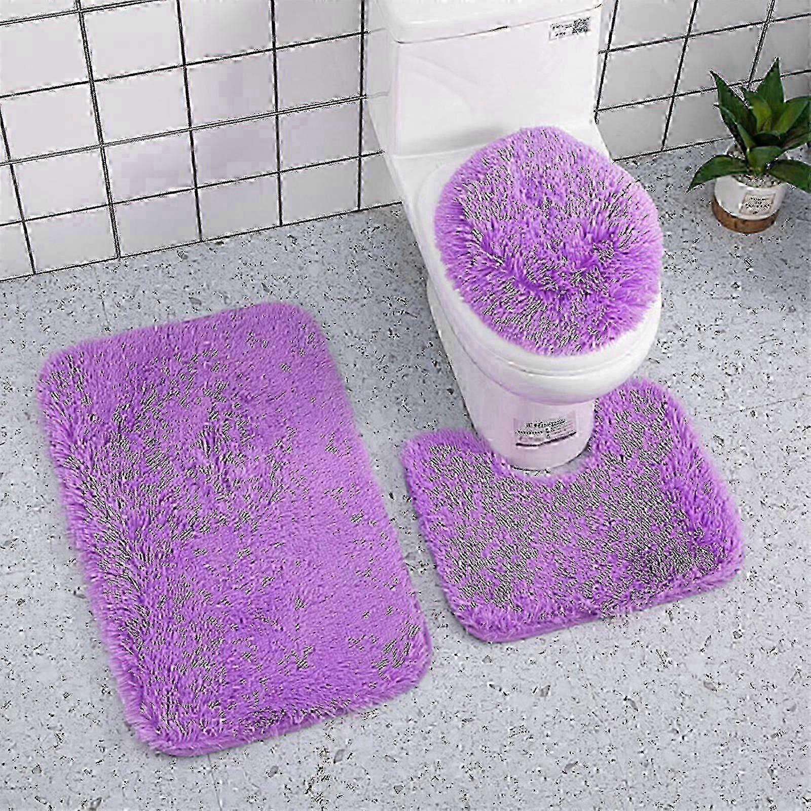 Plush Non-Slip 3-Piece Polyester Bathroom Mat Set