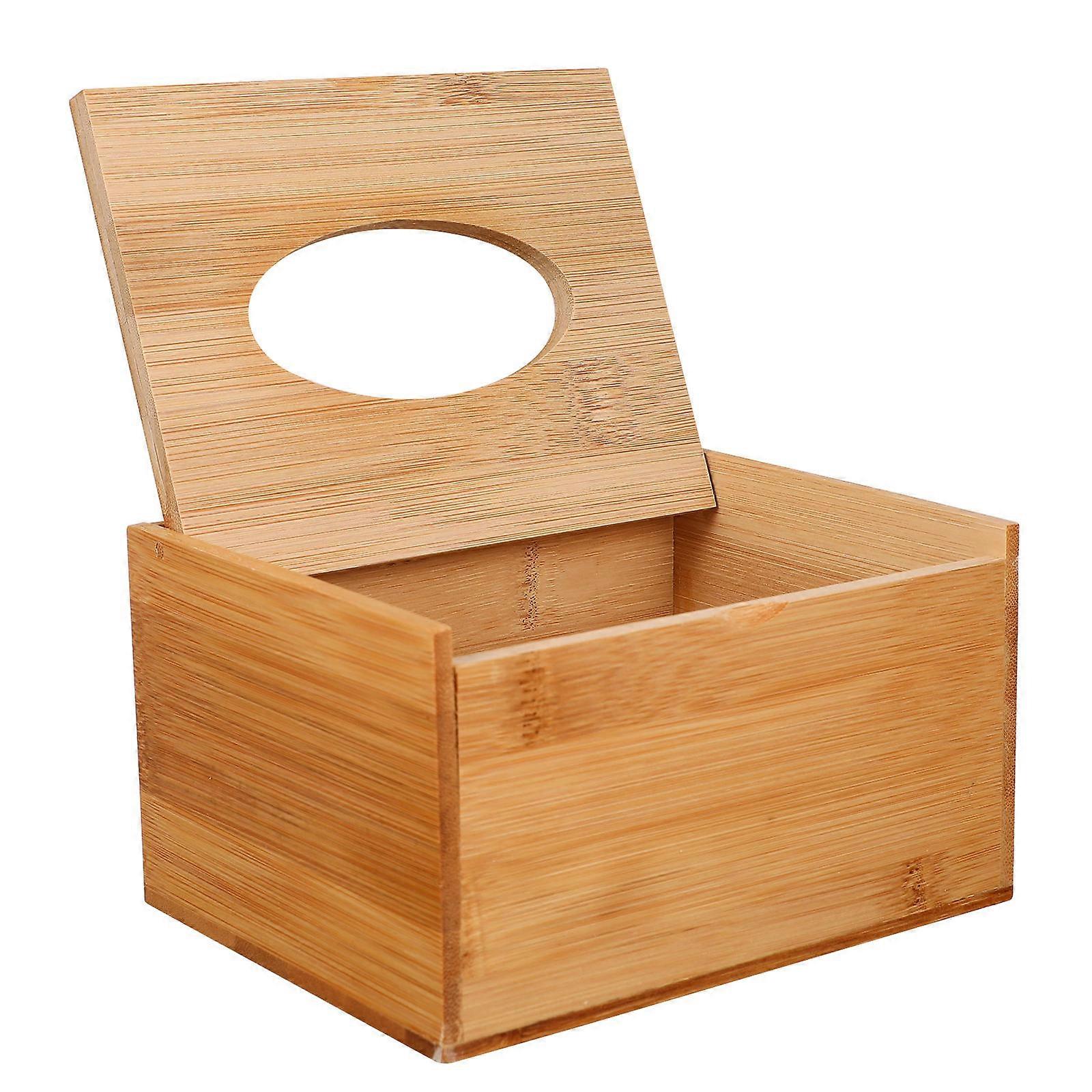 Practical Napkin Container Bamboo Wood Rectangular Tissue Holder 2Pcs
