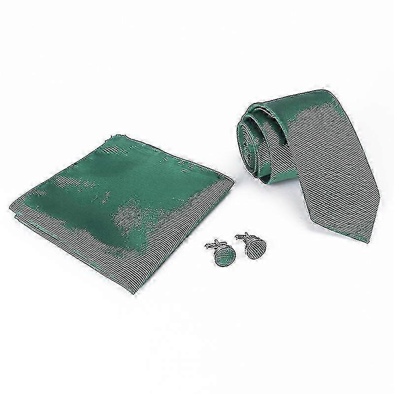 Solid Color Thread Tie Pocket Square Set Cufflinks Men's Tie Three Piece Set