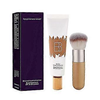 Crema hidratante con color BB Blur SPF30, crema hidratante con color BB con SPF de amplio espectro, prebase con color BB con brocha, cobertura total ligera a media.