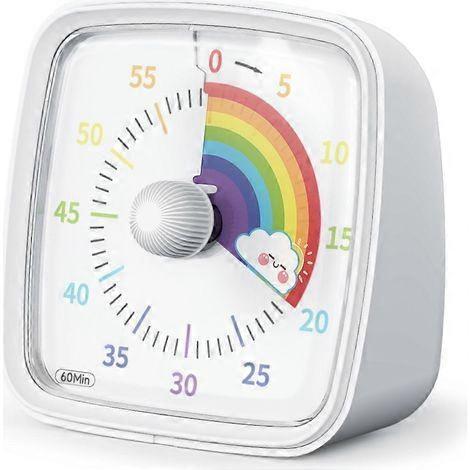 60-minute visual timer with nightlight. Countdown timer. Rainbow-patterned Pomodoro timer. Suitable for children and adults.
