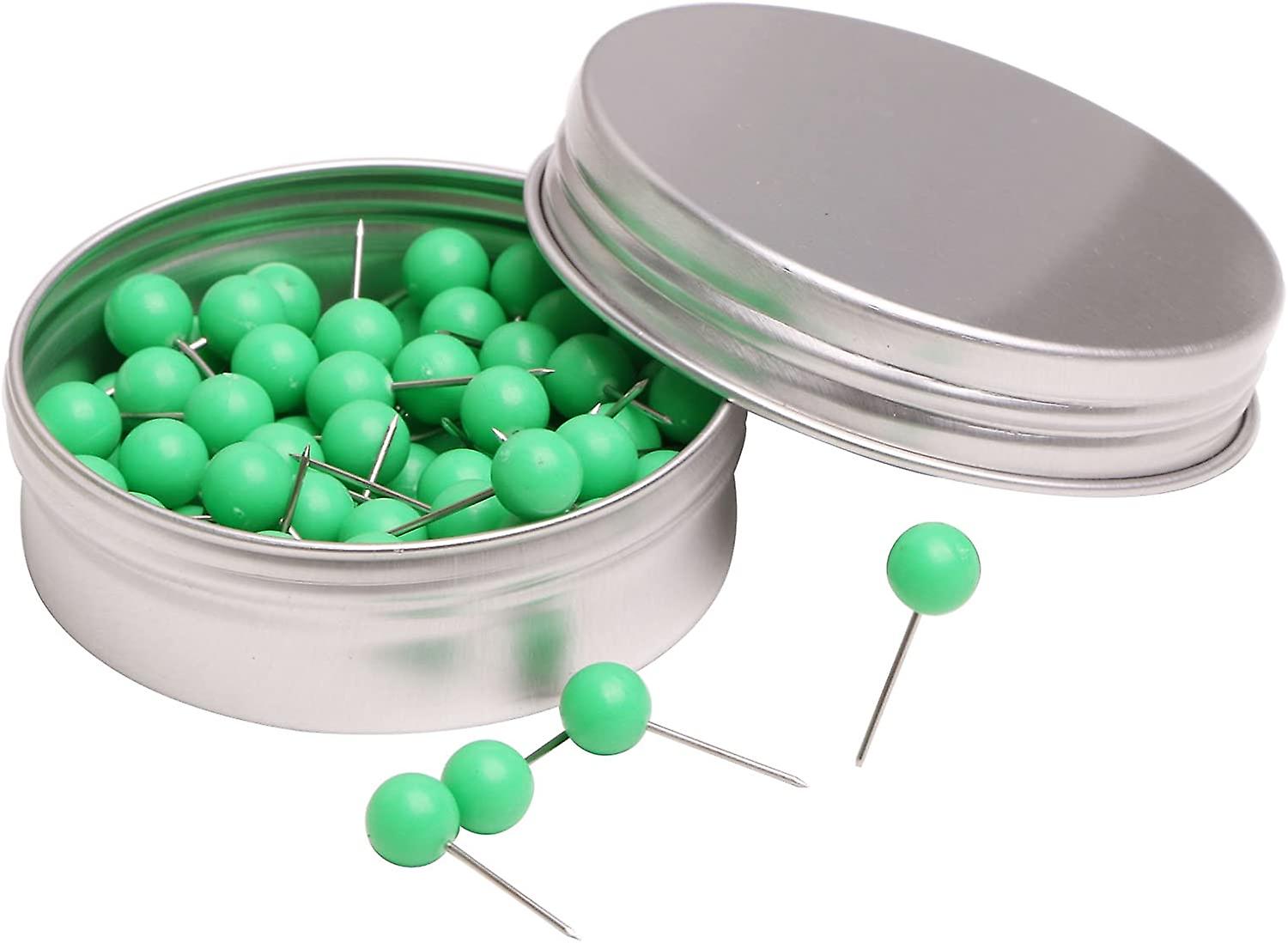 100PCS 1/4 Inch Small Round Head Map Tacks Pins for Home Office Bulletin Cork Board Use and DIY Craft Project (Light Green)