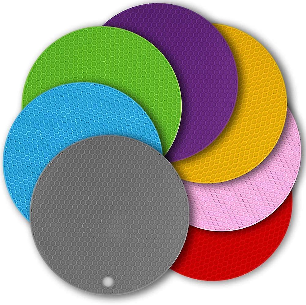 7 Pack 7 Inch Silicone Trivet, Multi-function Silicone Insulation Non-slip