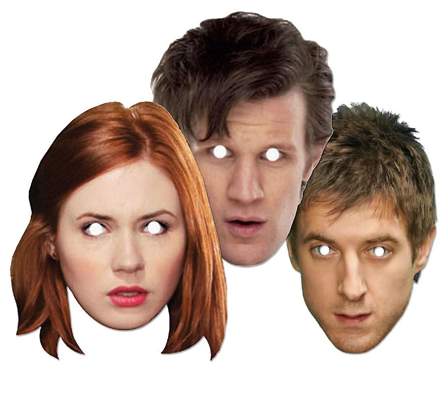 Doctor Who and Companions Party Card Fancy Dress Masks Set of 3 (Dr Who, Amy Pond and Rory)