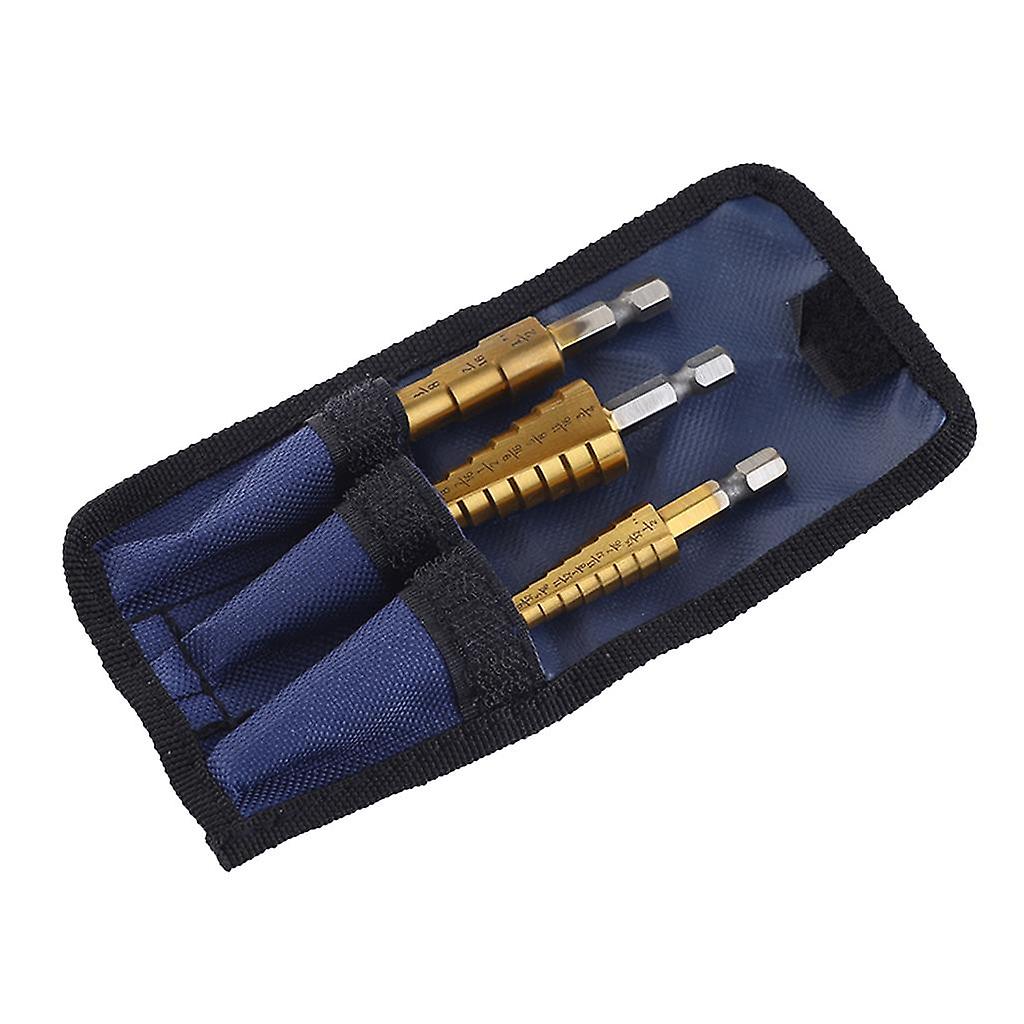 3Pcs HSS Steel Titanium Coated Step Drill Bit Quick Change 1/4" Hex Shank