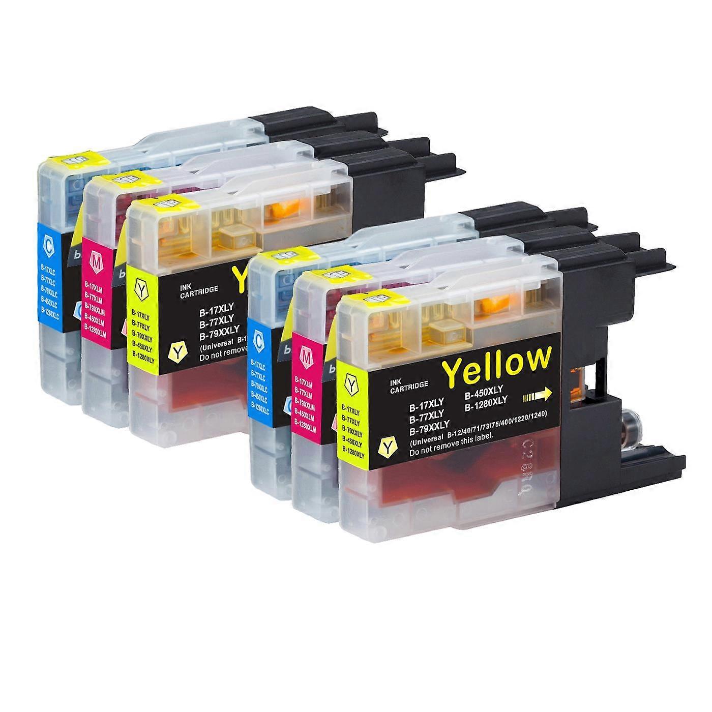 Go Inks Cartuchos de Tinta Compatíveis LC1280 C/M/Y, Pacote com 6, Ciano/Magenta/Amarelo para Impressoras Brother