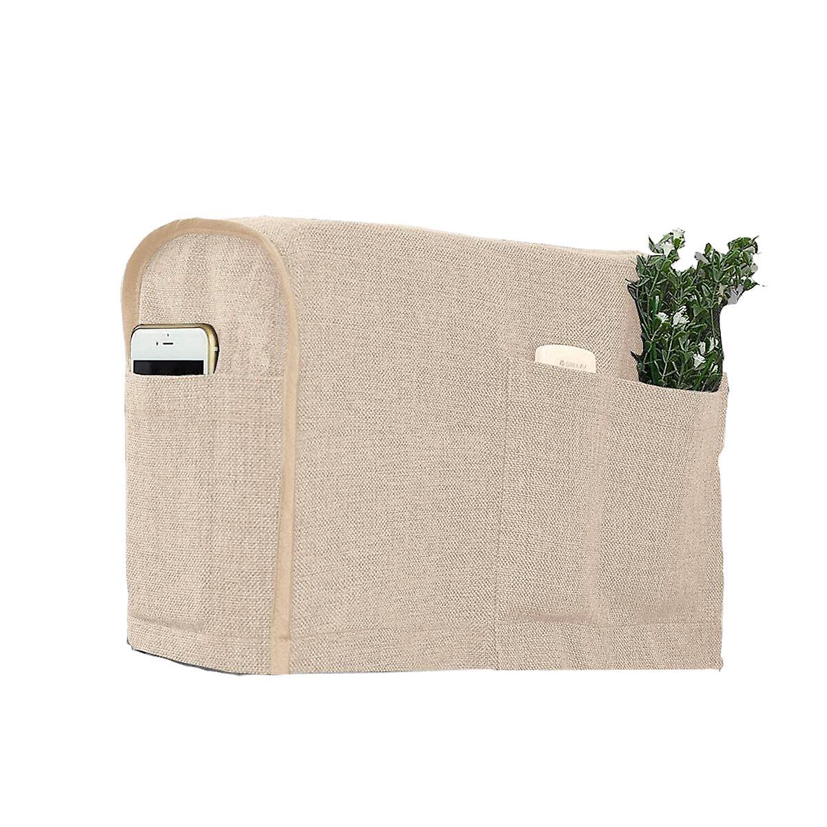 2-Piece Linen Anti-slip Sofa Armrest Covers With 6 Pockets - Protector Set