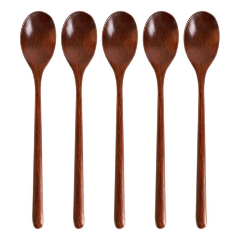 5 Stück Kaffeelöffel Hitzebeständiger Holz-Wiederverwendbarer Rührsuppen-Rührlöffel in Lebensmittelqualität für zu Hause