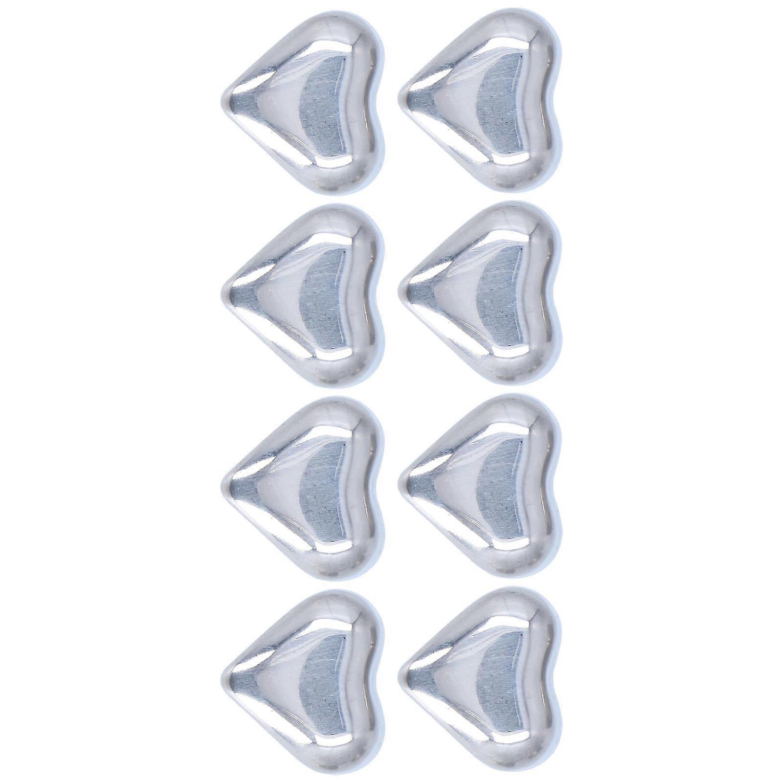 8Pcs Heart‑Shaped Stainless Steel Ice Cube Reusable Beer Cooler Cooling Whiskey Stone for Bar for Home Bar and Kitchen