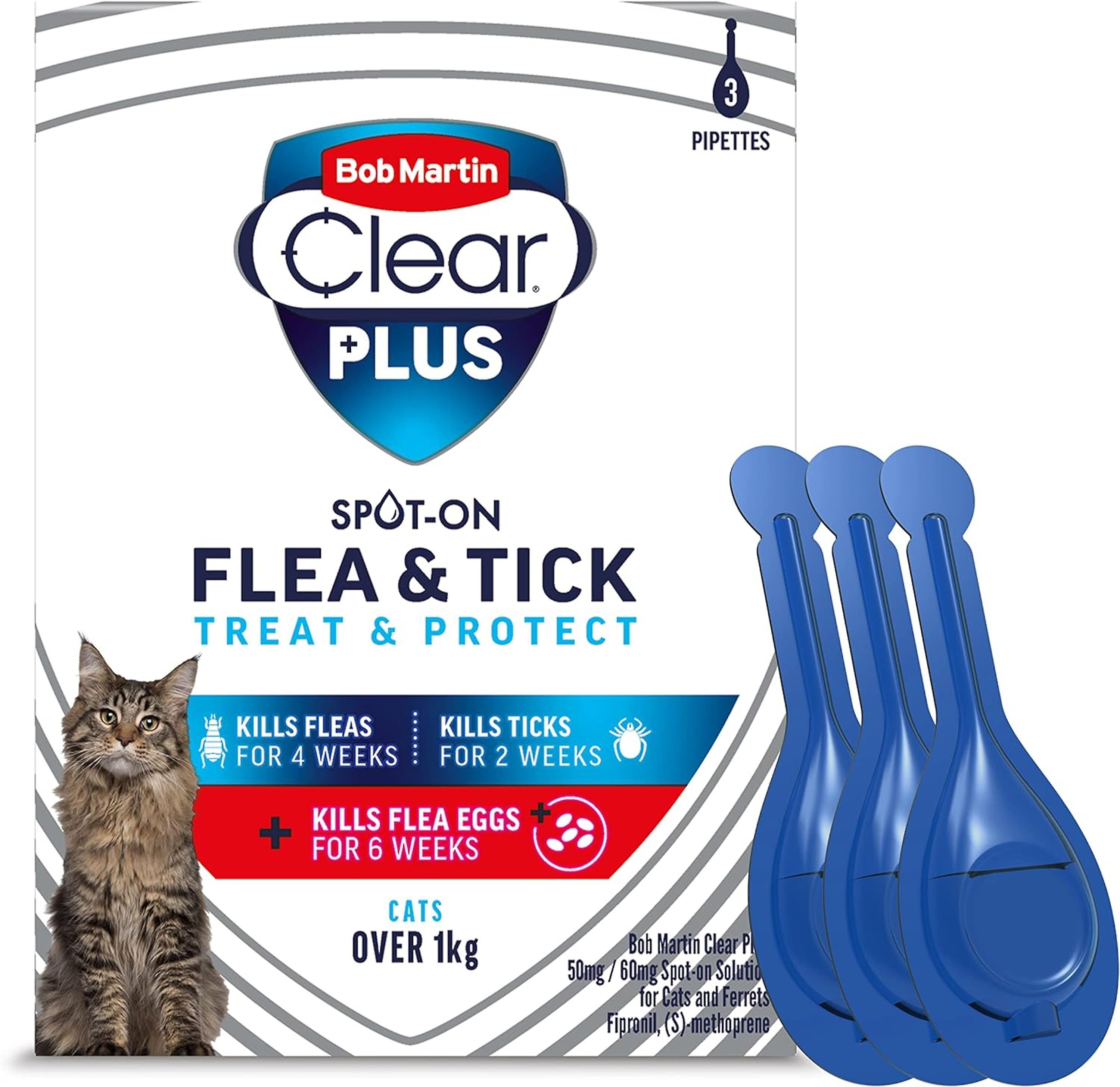 Bob Martin Clear Flea Clear Spot On for Cats (3 Pipettes)
