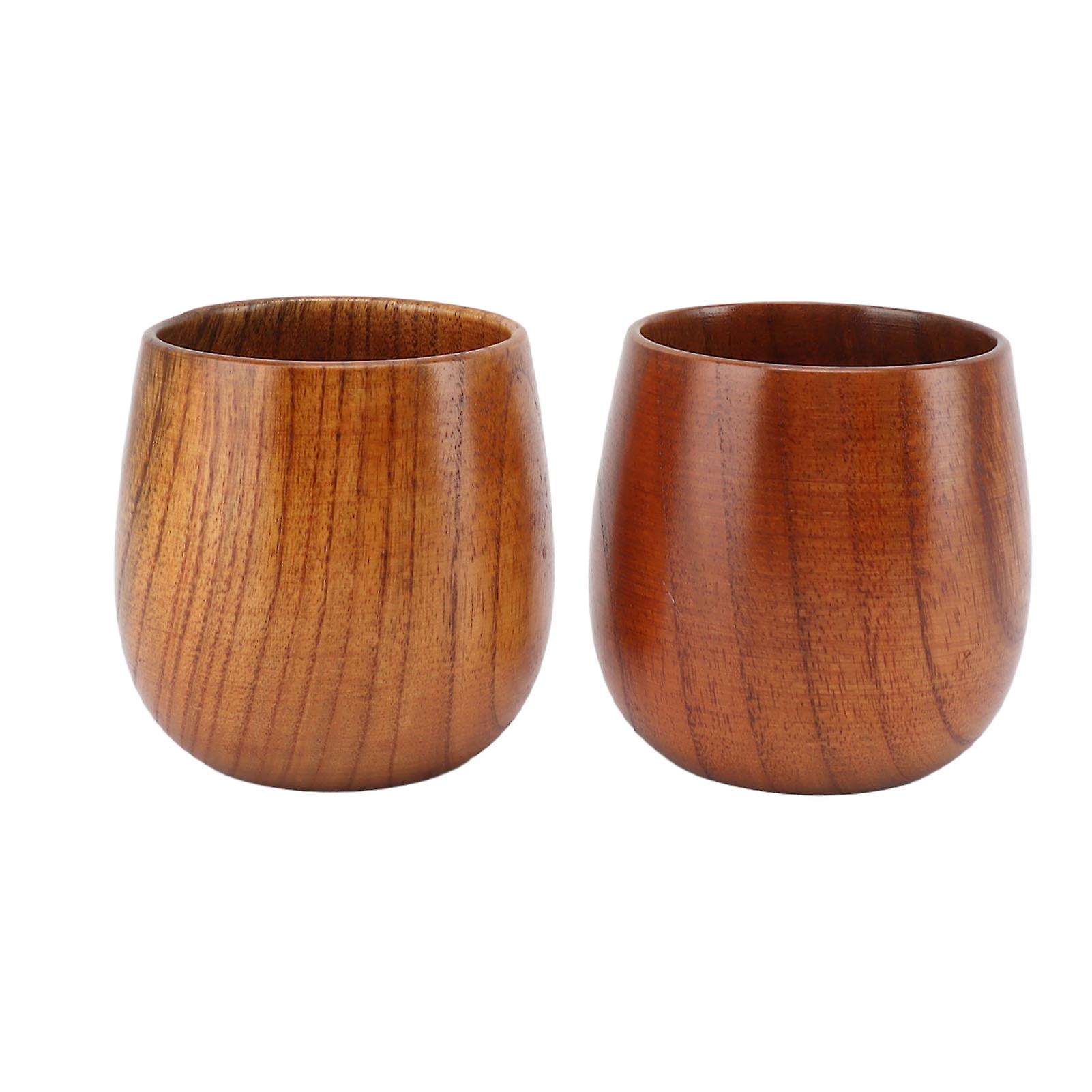 Set of 2 solid wood tea cups, handmade, multifunctional, safe and environmentally friendly, for drinking tea, coffee, wine, beer and hot drinks
