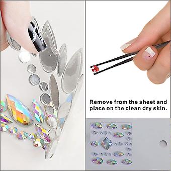 Veeki 1PCS Leuchtende Gesichtsjuwelen Kristall Glitzer Aufkleber, Make-up Grün Halloween Regenbogen Tränen leuchten in dunklen Rave-Accessoires