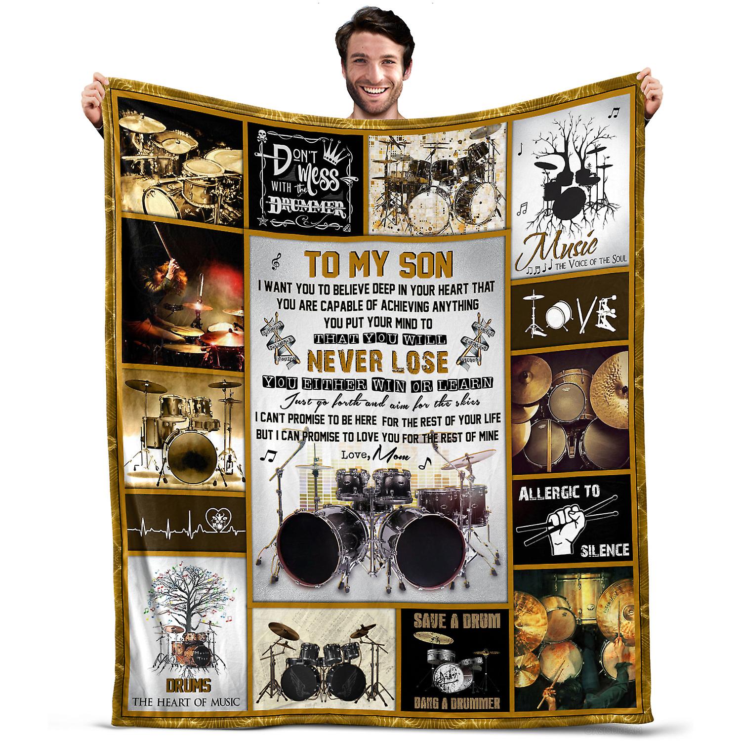 Oasisdream takaró a fiamnak kanapéra, irodára, kültéri használatra, születésnapi ajándék dobfelszerelés szerelmeseinek