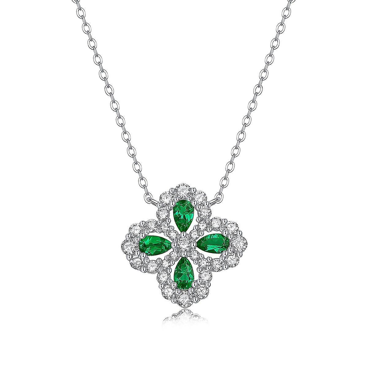 S925 Cultivated Emerald Silver Necklace