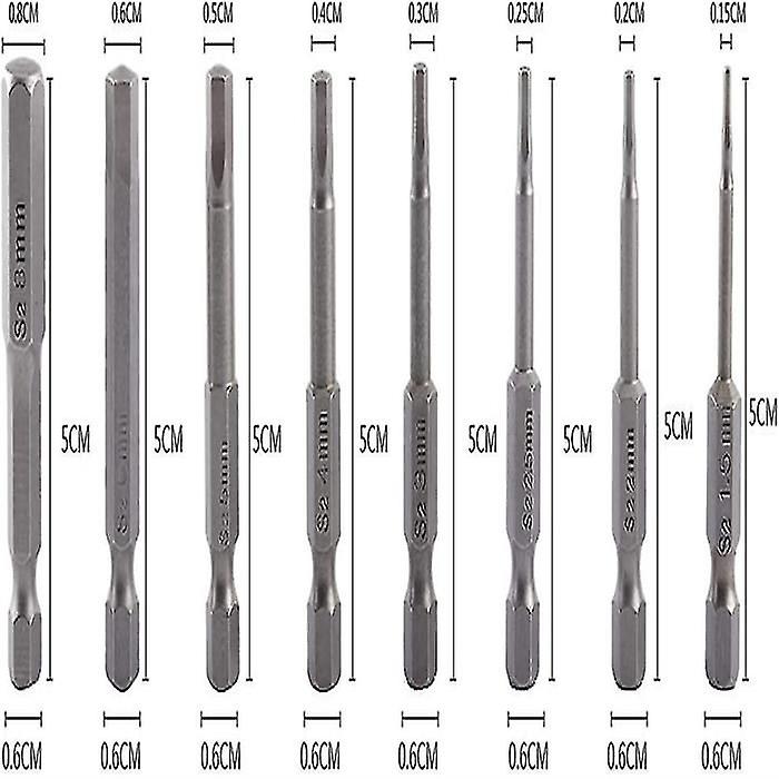 Magnetic Screwdriver Bits, 1/4" H1.5-h8 50mm S2 Hex Shank Hex Head Screwdriver