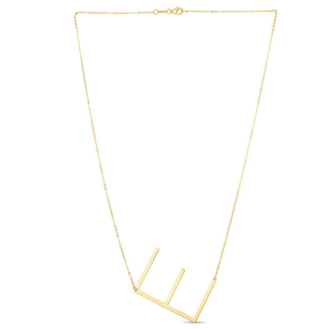 Or jaune 14 carats poli lettre nom personnalisé monogramme initiale e collier avec fermoir mousqueton 18 pouces pendentif-necklac