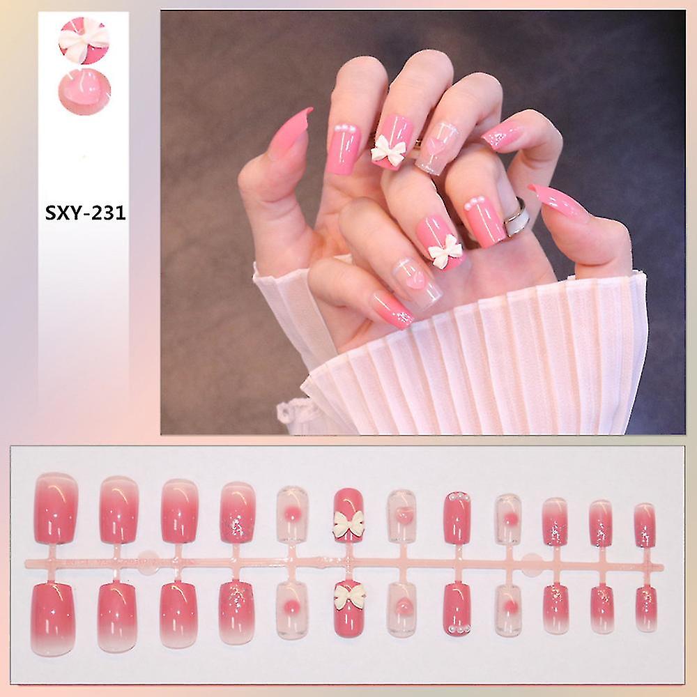 Pink Glossy Wearable False Nail Long Lasting Safe Material Waterproof False Nails