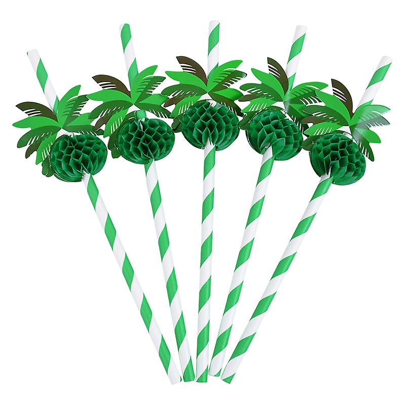 1set Coconut Disposable Drink Straws Summer Birthday Wedding Tableware Hawaii Beach Party Decorations